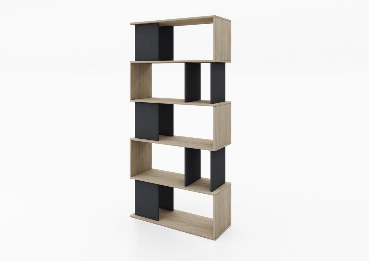 REGÁL LEGO - grafitová/dub sonoma, Modern, kompozitné drevo (80/175,3/33cm)
