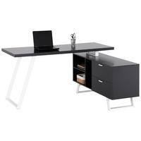 Eckschreibtisch M. Stauraum B: 150 Cm H: 75 Cm Corinna - Weiß/Grau, MODERN, Holzwerkstoff/Metall (150/60/75cm) - MID.YOU