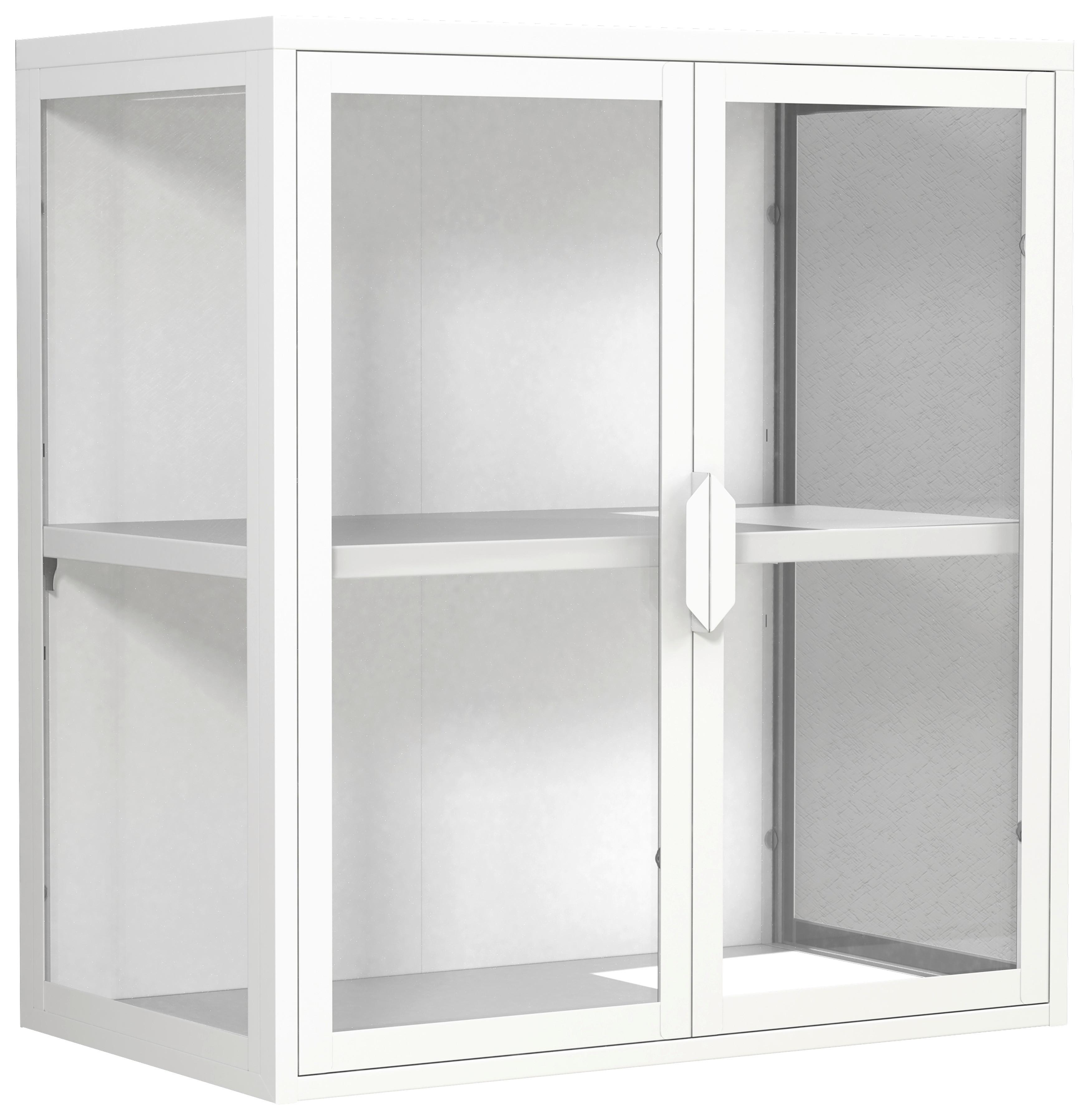 Hängevitrine Flokas Weiß B: 60 cm - Transparent/Weiß, Design, Glas/Metall (60/65/35cm) - MID.YOU