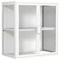 Hängevitrine Flokas Weiß B: 60 cm - Transparent/Weiß, Design, Glas/Metall (60/65/35cm) - MID.YOU