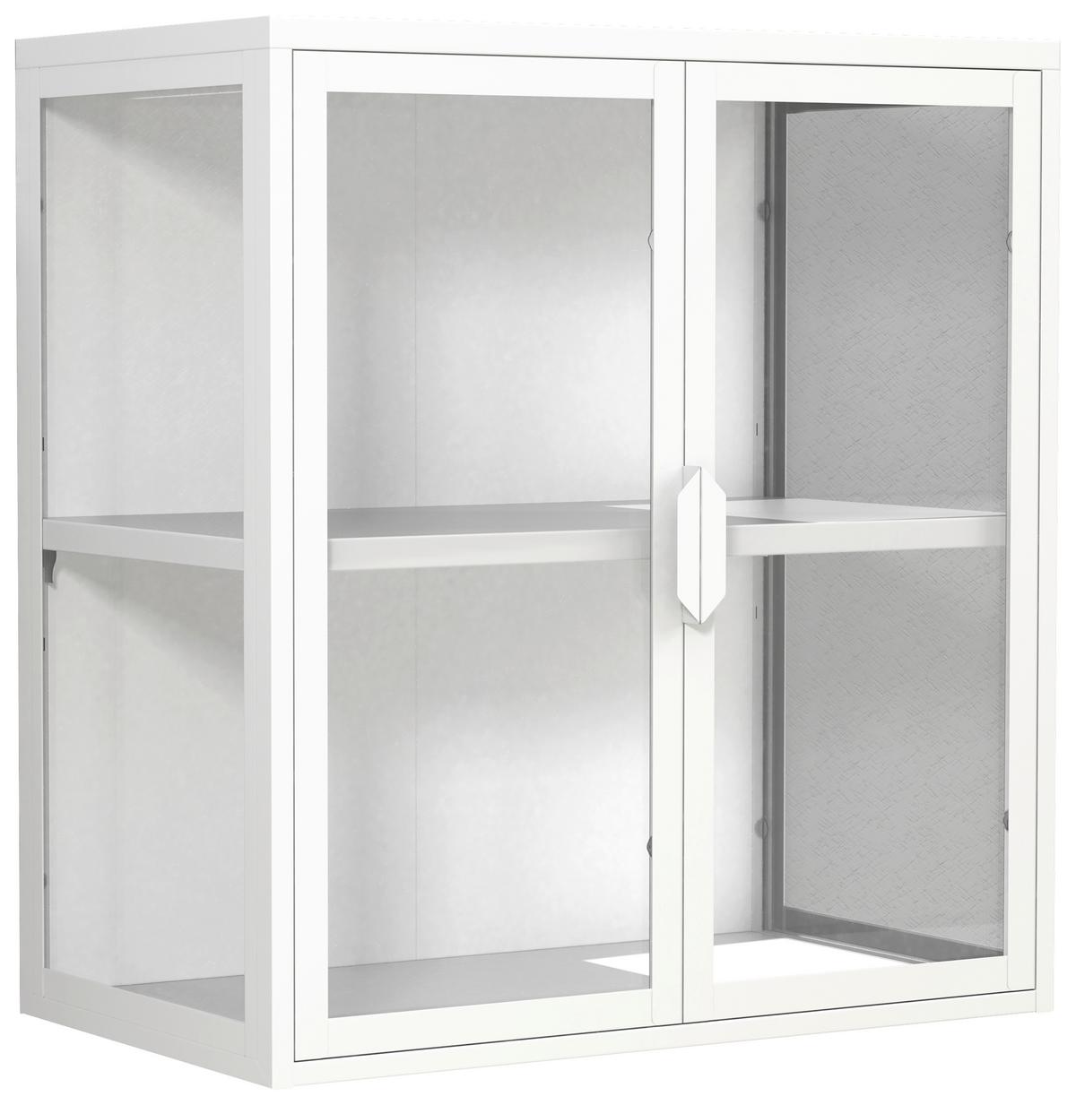 Hängevitrine Flokas Weiß B: 60 cm - Transparent/Weiß, Design, Glas/Metall (60/65/35cm) - MID.YOU