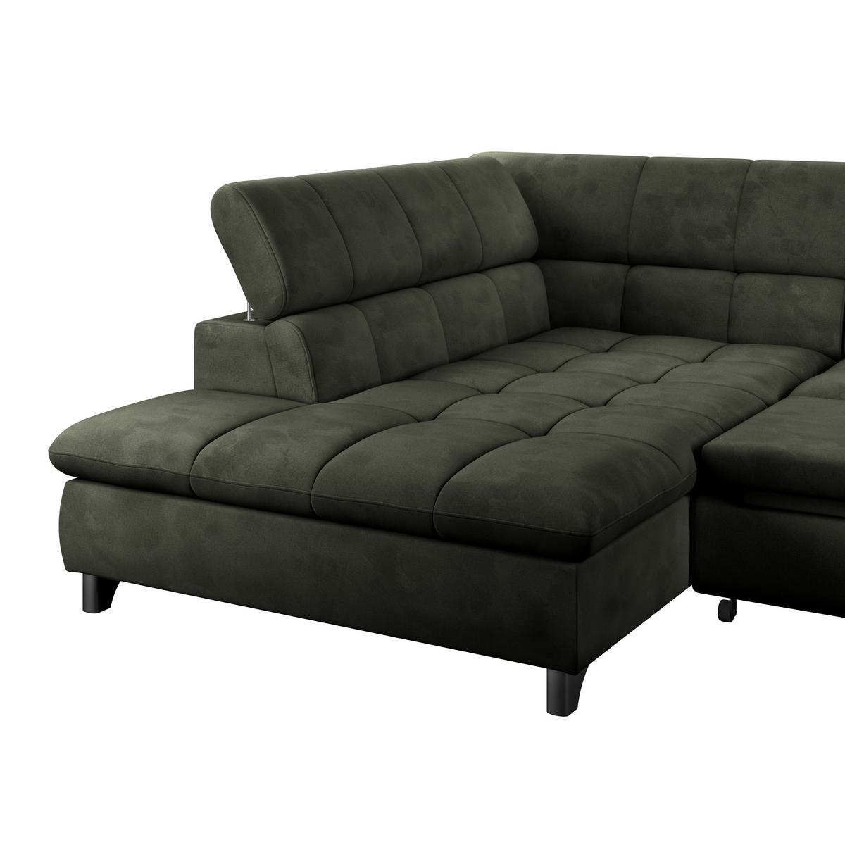 Ecksofa Gemini Waldgrün, B: 234cm - Chromfarben/Dunkelgrün, KONVENTIONELL, Textil (234/312cm)
