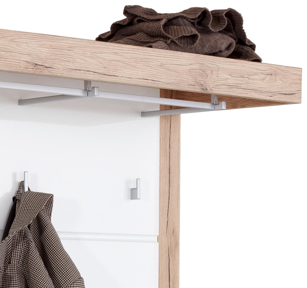 Garderobenpaneel Malta Eiche Dekor Hutablage B: 94,9 cm - Eichefarben/Weiß, MODERN, Holzwerkstoff (94,9/147,7/34cm)