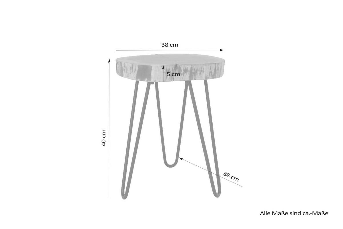 Beistelltisch Nasti B: 40cm Akaziefarben - Schwarz/Akaziefarben, MODERN, Holz/Metall (38/40/38cm) - MID.YOU