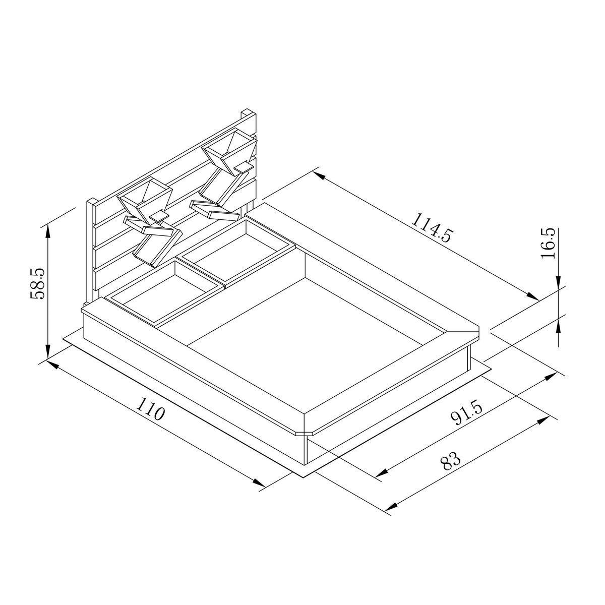 Sandkasten A031.044.00 - Anthrazit/Braun, KONVENTIONELL, Holz (114.5/58.5/91.5cm) - Ambia Garden