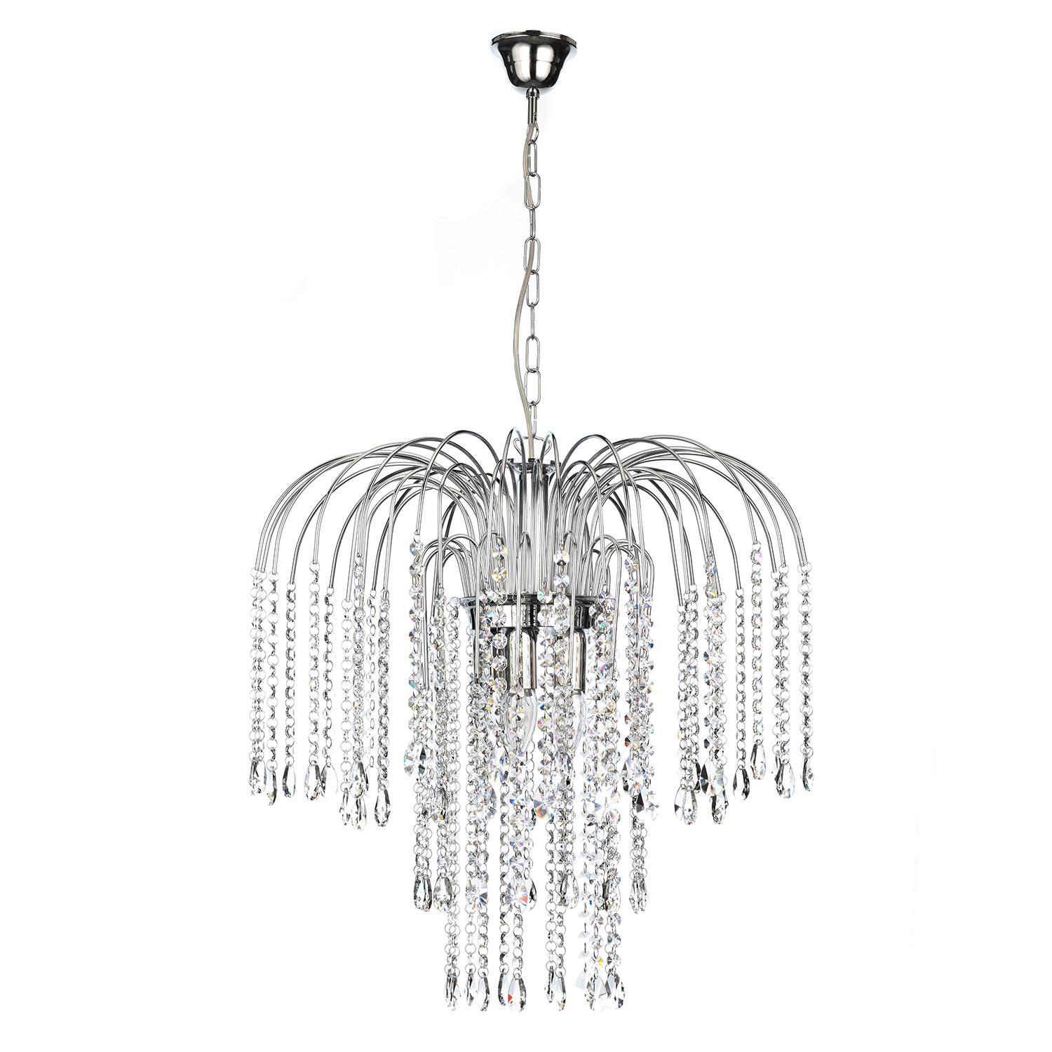 Kristall-Hängeleuchte 4698/G - Chromfarben, KONVENTIONELL, Glas/Metall (50/110cm)