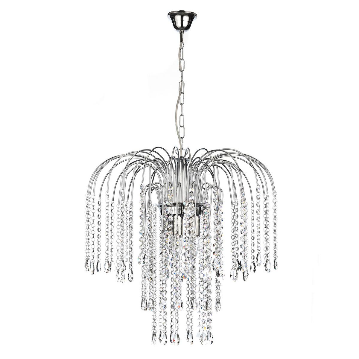 Kristall-Hängeleuchte 4698/G - Chromfarben, KONVENTIONELL, Glas/Metall (50/110cm)