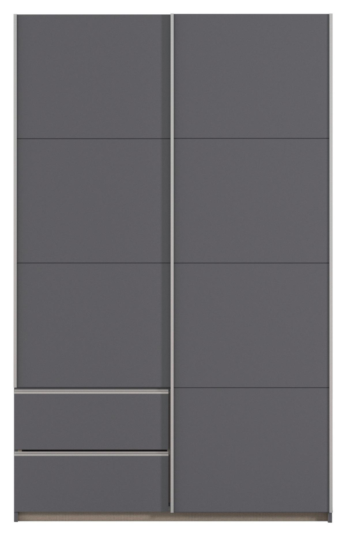 Schwebetürenschrank Stoke Grau/alufarben B: 131 Cm - Alufarben/Grau, MODERN, Holzwerkstoff (131/210/59cm) - Rauch Möbel