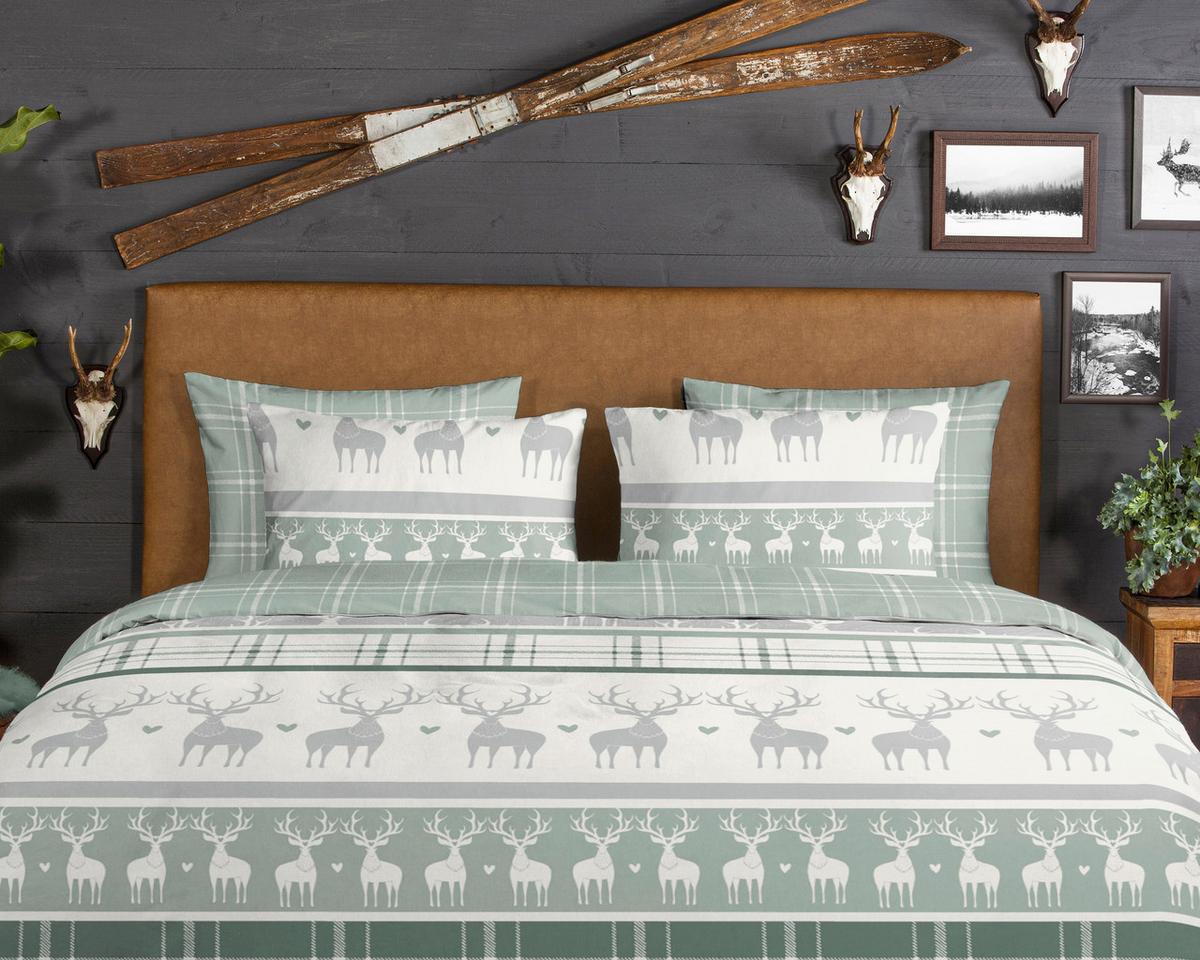 BETTWÄSCHE BJIRK - Grün, Basics, Textil (140/200cm)