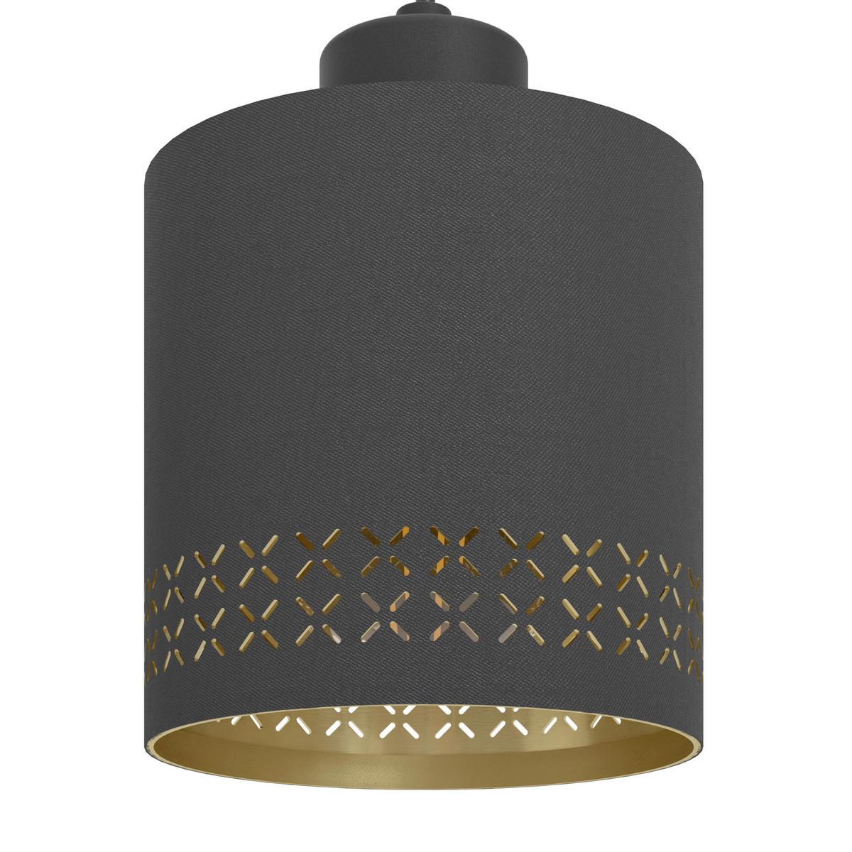 Hängeleuchte Esteperra H:110cm 4-Flammig, Textilschirme - Goldfarben/Schwarz, Design, Textil/Metall (16/110/94cm) - Eglo