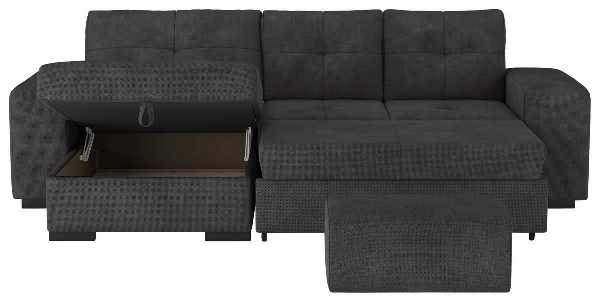 Eckschlafsofa Mattina Schwarz S: 156x268 Cm - Schwarz, MODERN, Textil (156/268cm) - MID.YOU