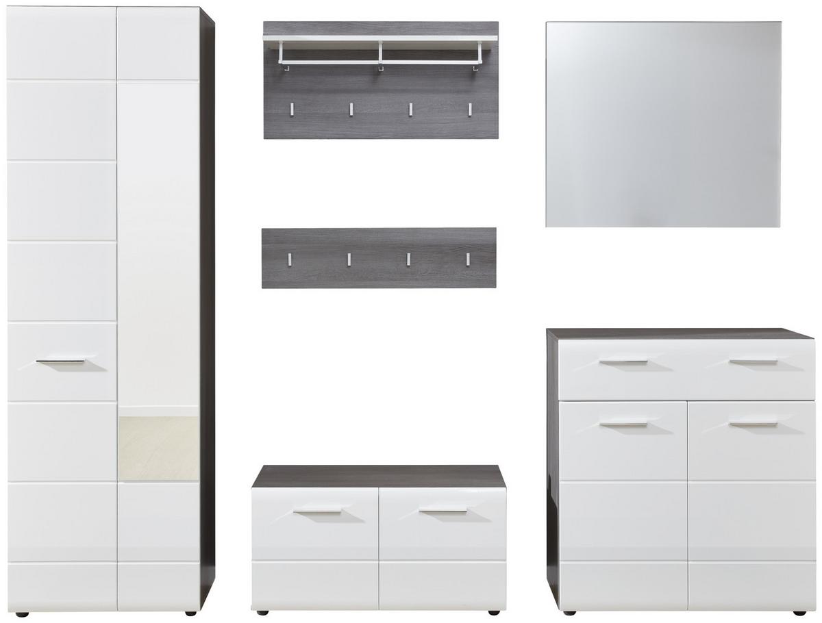 Wandgarderobe Line Silbereichenfarben B:80cm - Weiß/Silbereichenfarben, MODERN, Holzwerkstoff (80/40/28cm) - MID.YOU