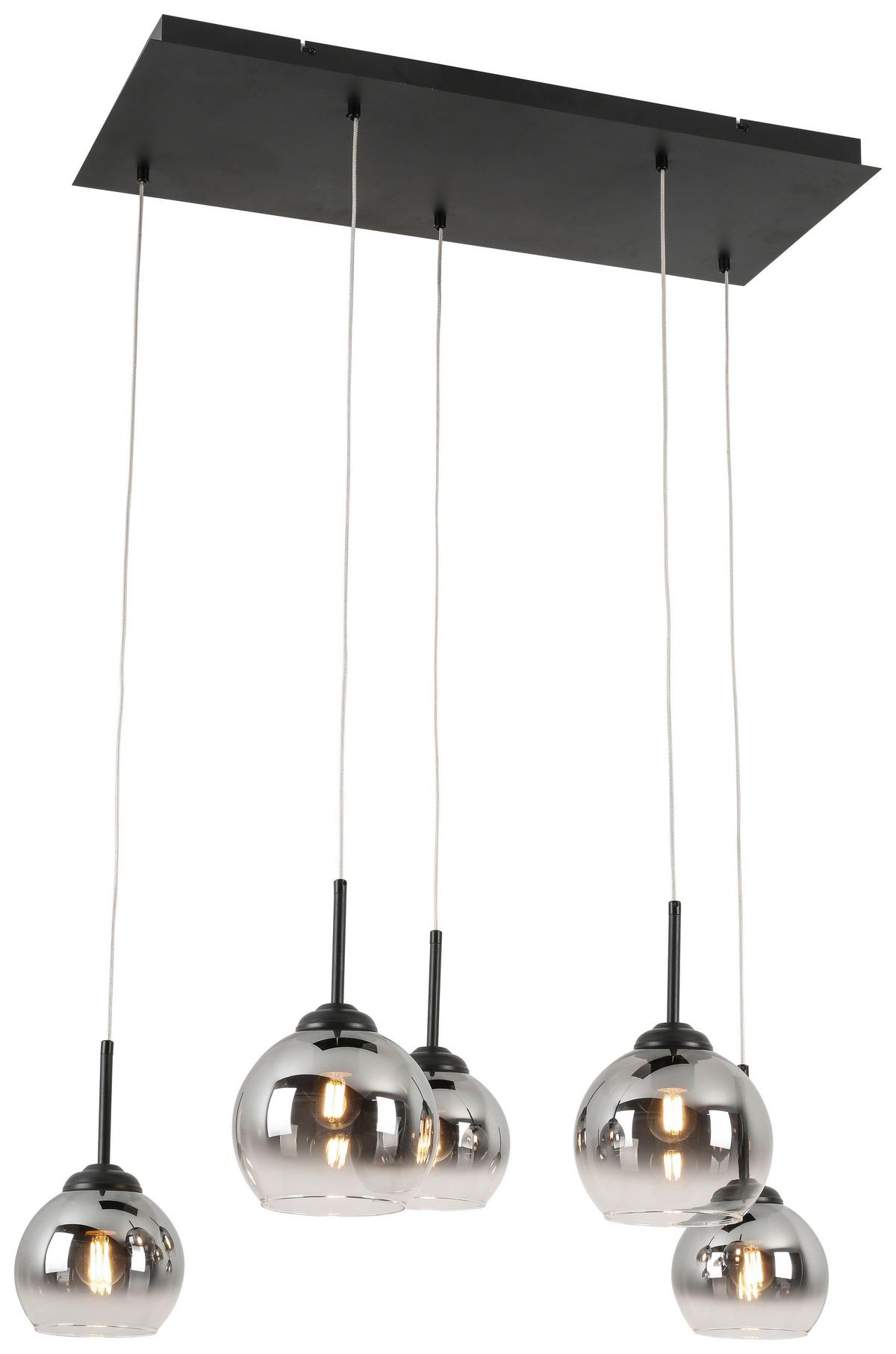Hängeleuchte Ellen H: 120 Cm 5-Flammig - Chromfarben/Schwarz, Design, Glas/Metall (75/31/120cm) - James Wood