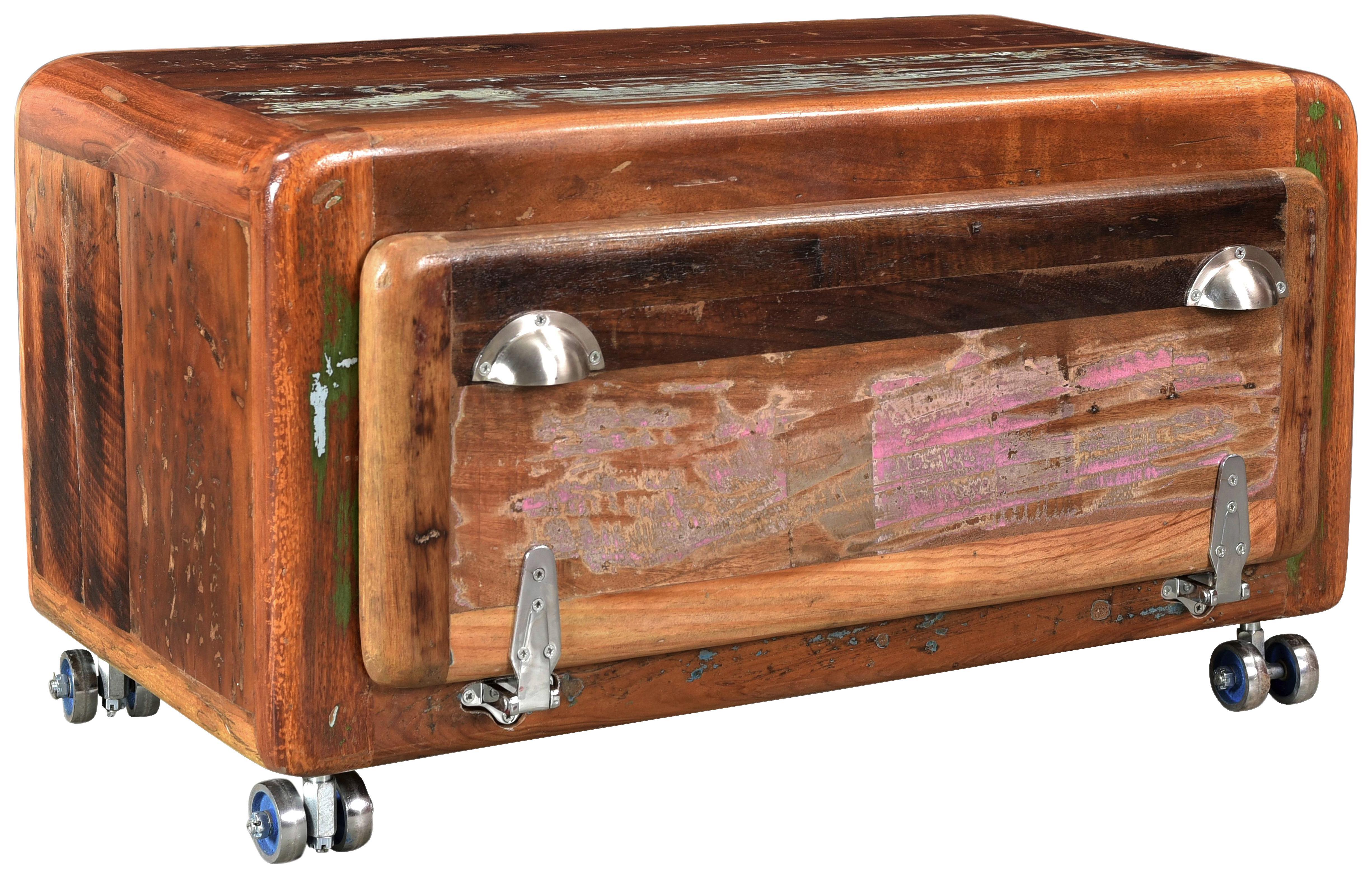 Schuhschrank Lissabon B: 90 cm Altholz - Blau/Silberfarben, Basics, Holz (90/45/40cm)