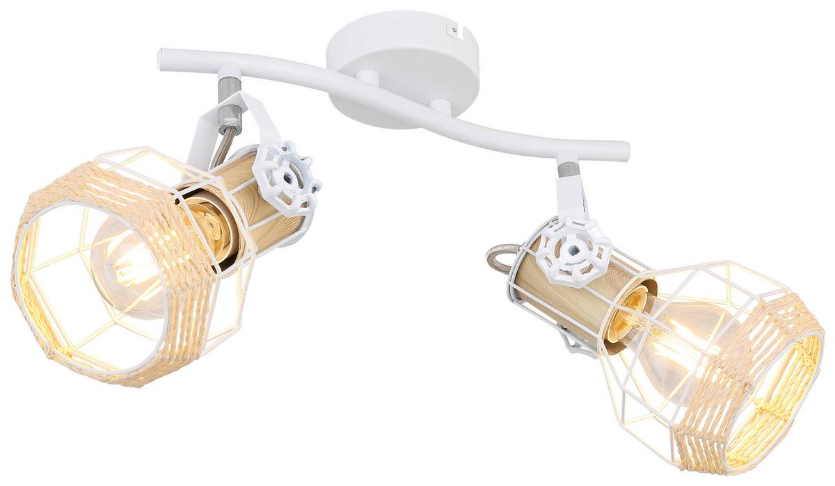 Strahler Bana 2-Flammig verstellbar L: 29,6 cm - Naturfarben/Weiß, Basics, Metall (29,6/23/19cm) - Globo