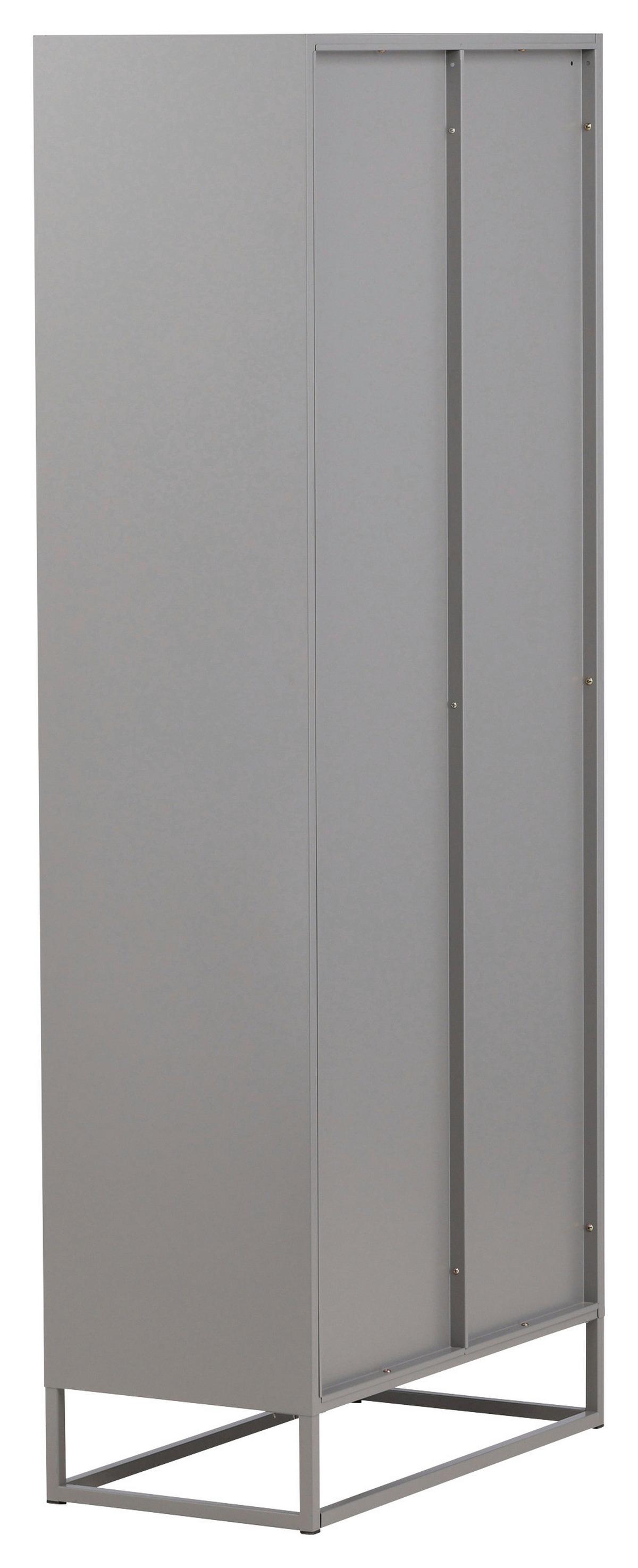 Vitrine Bakal - Hellgrau, Design, Glas/Metall (80/190/41cm) - Livetastic