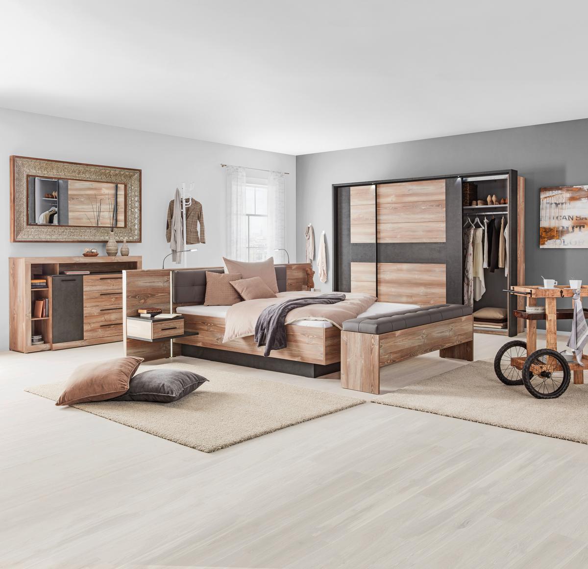 ŠIROKÁ KOMODA CHANTON -BASED- - barvy borovice/černá, Lifestyle, kov/kompozitní dřevo (160,5/107,3/43,4cm) - Based