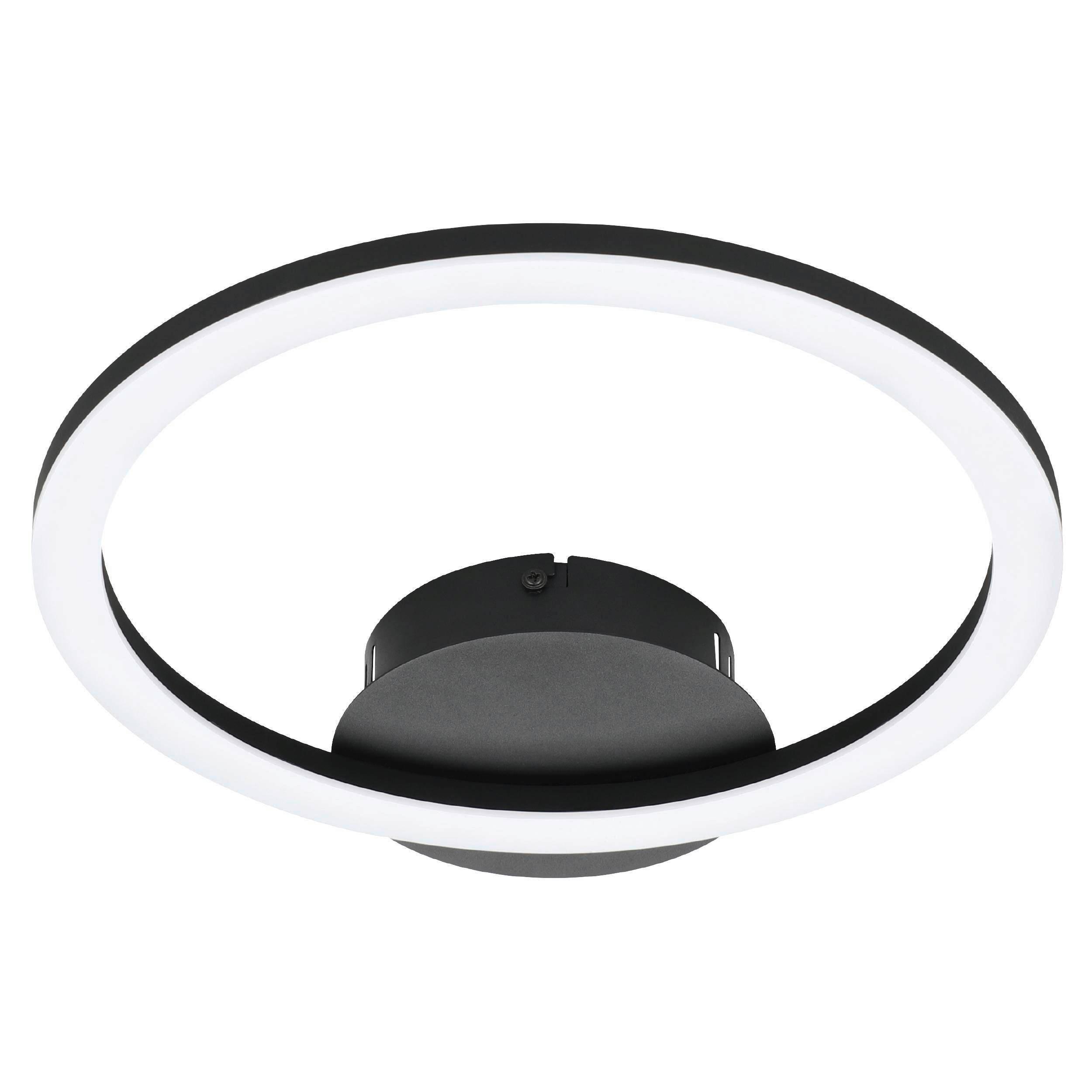 Deckenleuchte Parrapos L: 34 cm Smartphone-Steuerung - Schwarz/Weiß, Design, Kunststoff/Metall (34/30/4,5cm) - Connect Z