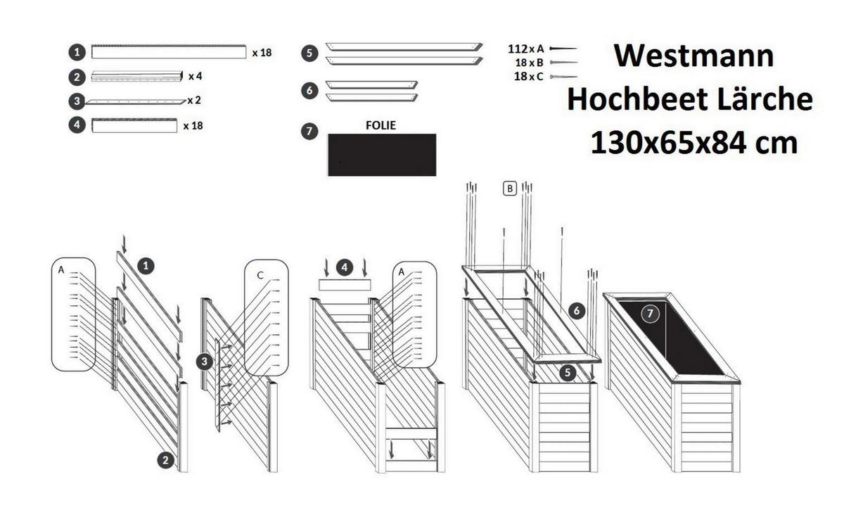 Hochbeet Hochbeet Lärche 130 - Lärchefarben, Basics, Holz (65/84/130cm)