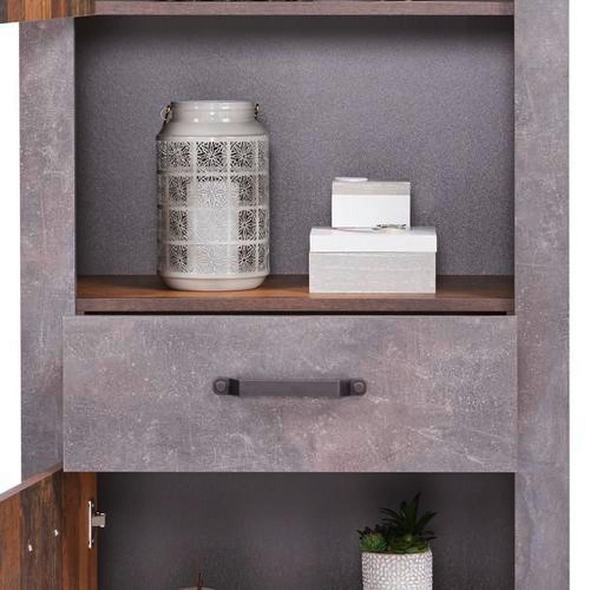 Mehrzweckschrank Ontario Old Style Deko Bxh 71,4x200 Cm - Dunkelgrau/Eichefarben, Trend, Holzwerkstoff (71,4/200/41,5cm) - Ondega