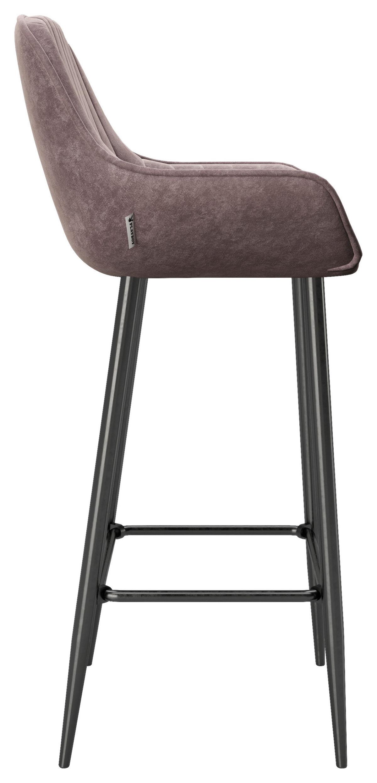 Barhocker 2er-set Mit Lehne Marilyn Samt Rosa/schwarz - Schwarz/Rosa, MODERN, Textil/Metall (49/100/46cm) - Playboy