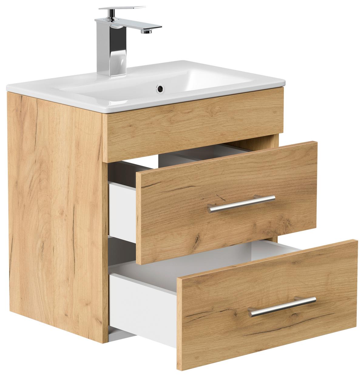 Badezimmer Portus Eiche Dekor B: 50 cm - Eichefarben/Weiß, MODERN, Holzwerkstoff (50cm) - MID.YOU