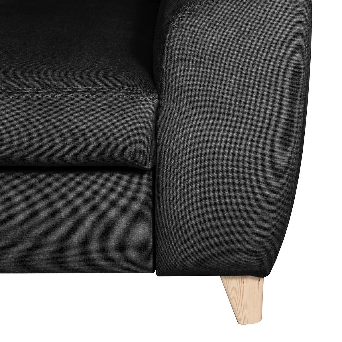 Ecksofa Aspen Webstoff Schwarz 208x245 Cm - Buchefarben/Schwarz, Design, Textil (208/245cm) - Livetastic