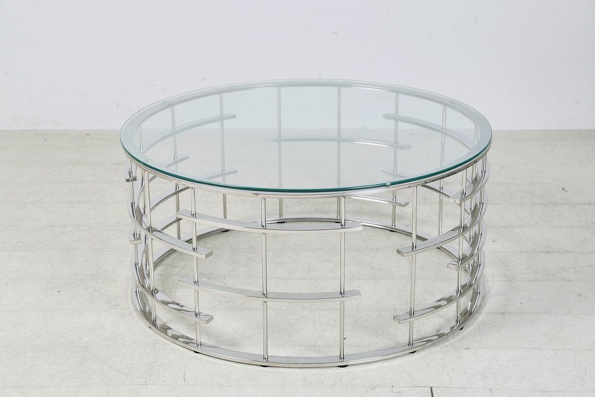 Couchtisch Silberfarben L: 90 cm - Silberfarben, Design, Glas/Metall (90/90/42cm) - Livetastic