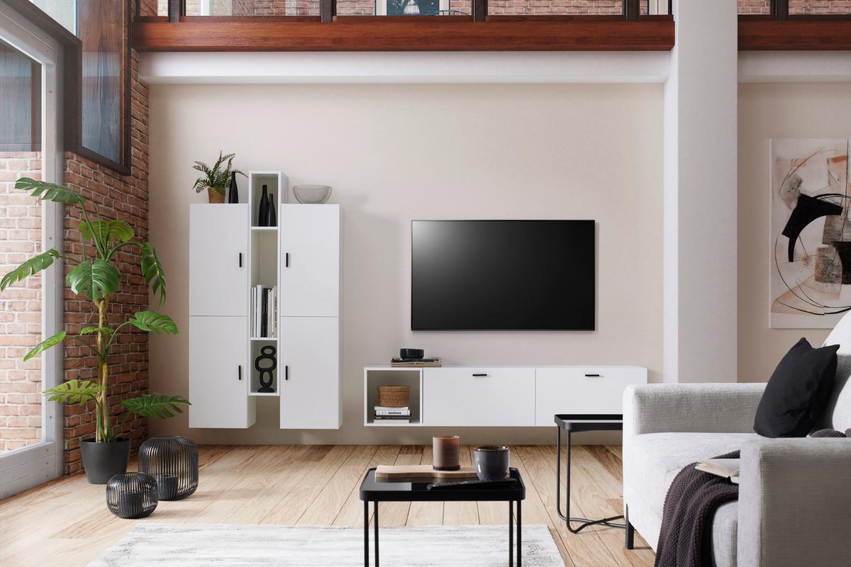 KOMODA POD TELEVIZI LUGO - černá, Moderní, kompozitní dřevo/plast (135/43,2/36cm) - Mömax