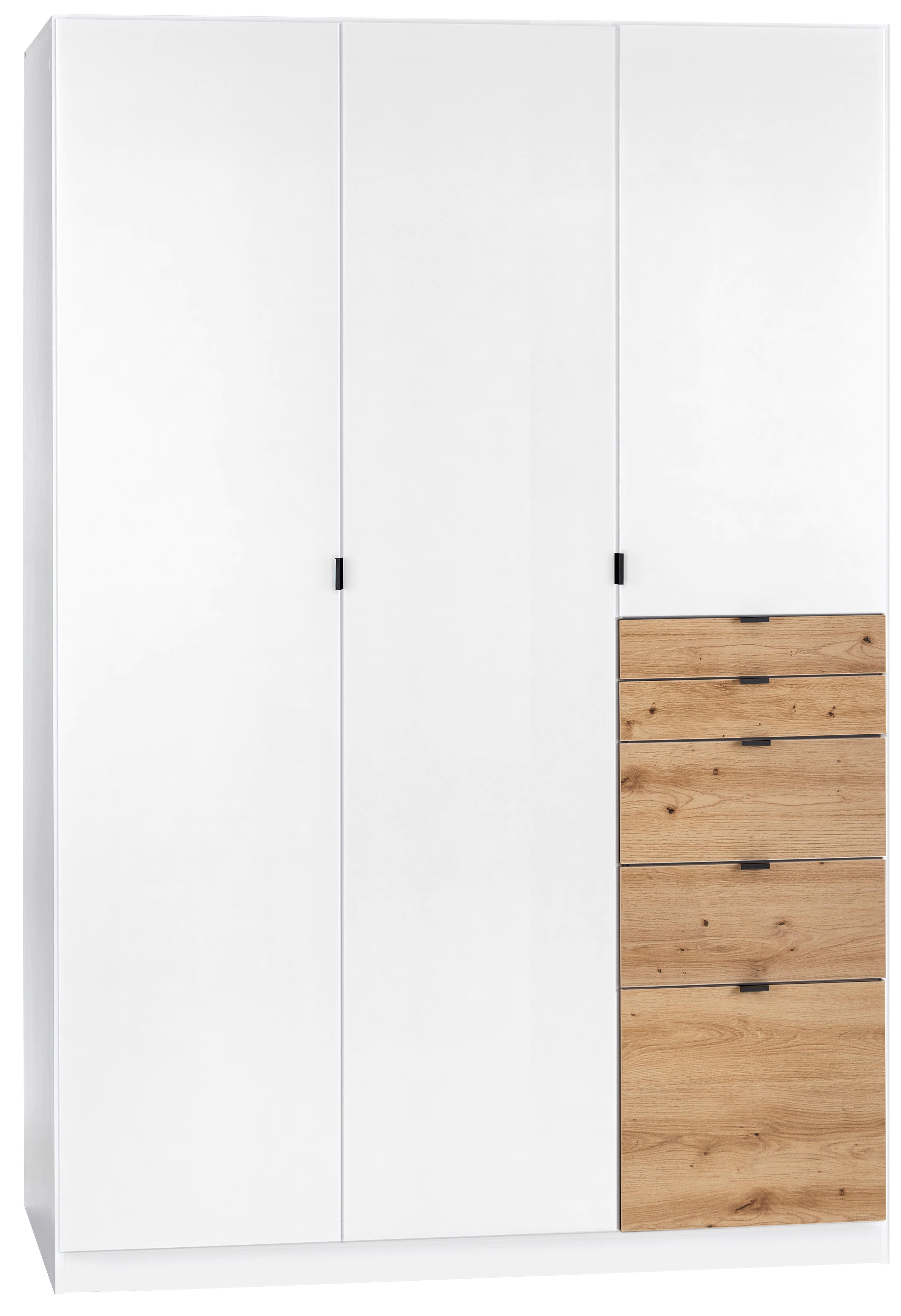 Drehtürenschrank mit Laden B: 136 cm Ontario, Weiß - Eichefarben/Weiß, MODERN, Holzwerkstoff (136/197/54cm)
