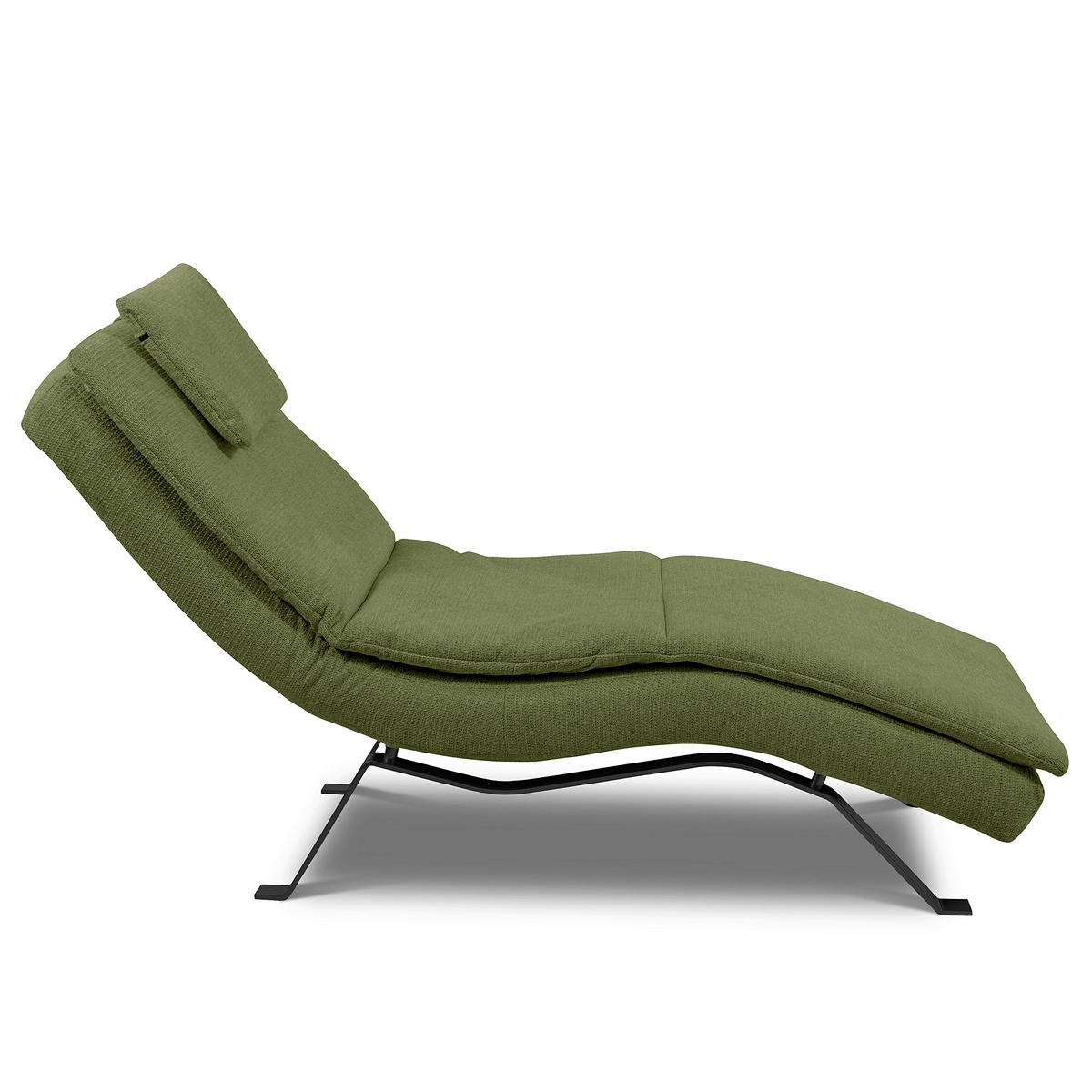 RELAXLIEGE Grün, B: 65 cm - Schwarz/Grün, Design, Leder (65/95/171cm) - Celina Home