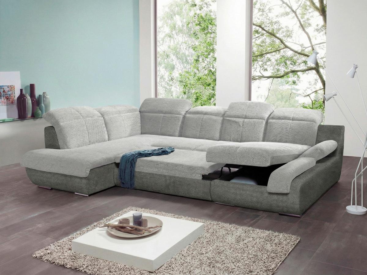 Sarokgarnitúra Multi - ezüstszínű/sötétszürke, Modern, textil (228/345/184cm) - Luca Bessoni