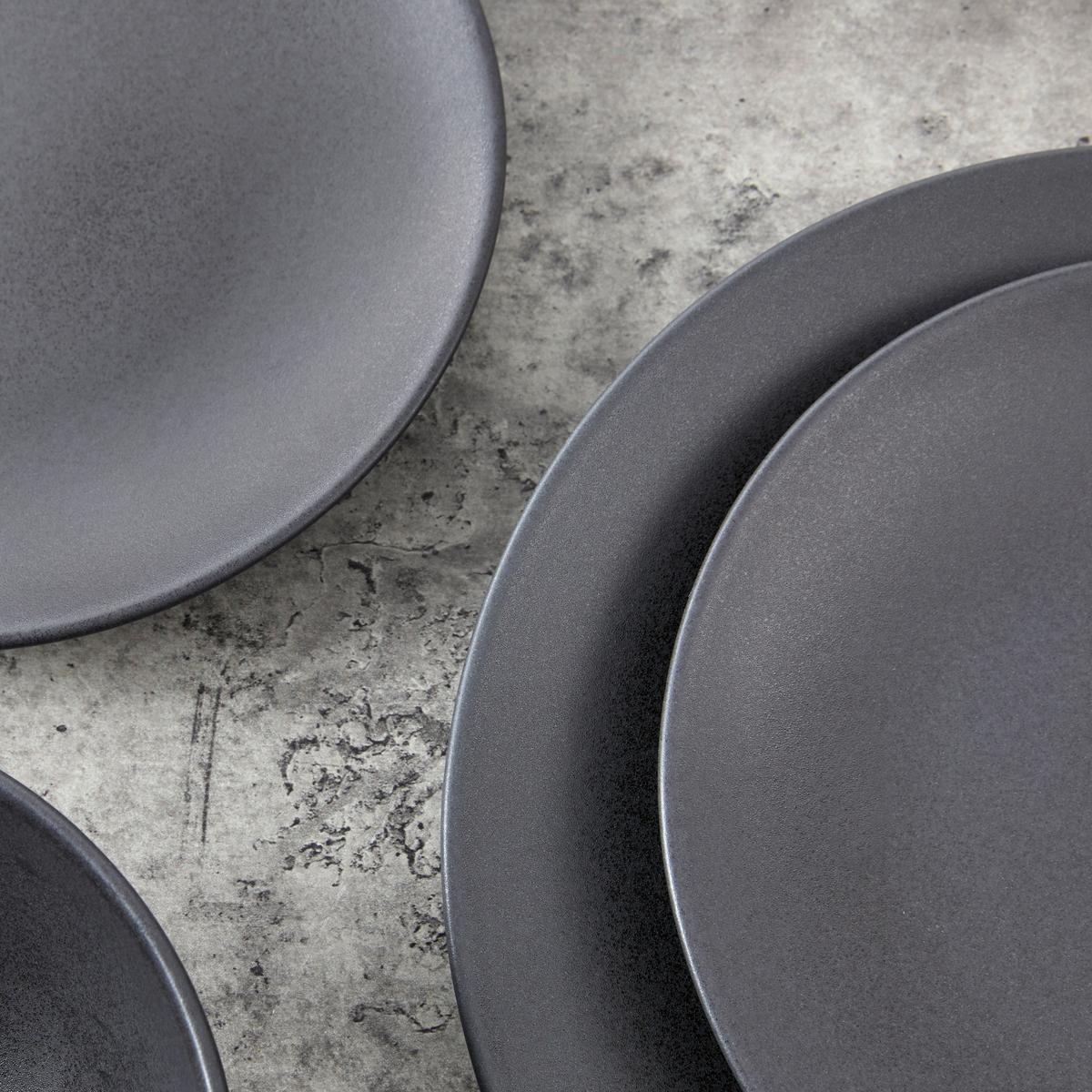 Tafelservice Keramik 4 Personen Geschirr Set Schwarz - Schwarz, MODERN, Keramik - Creatable