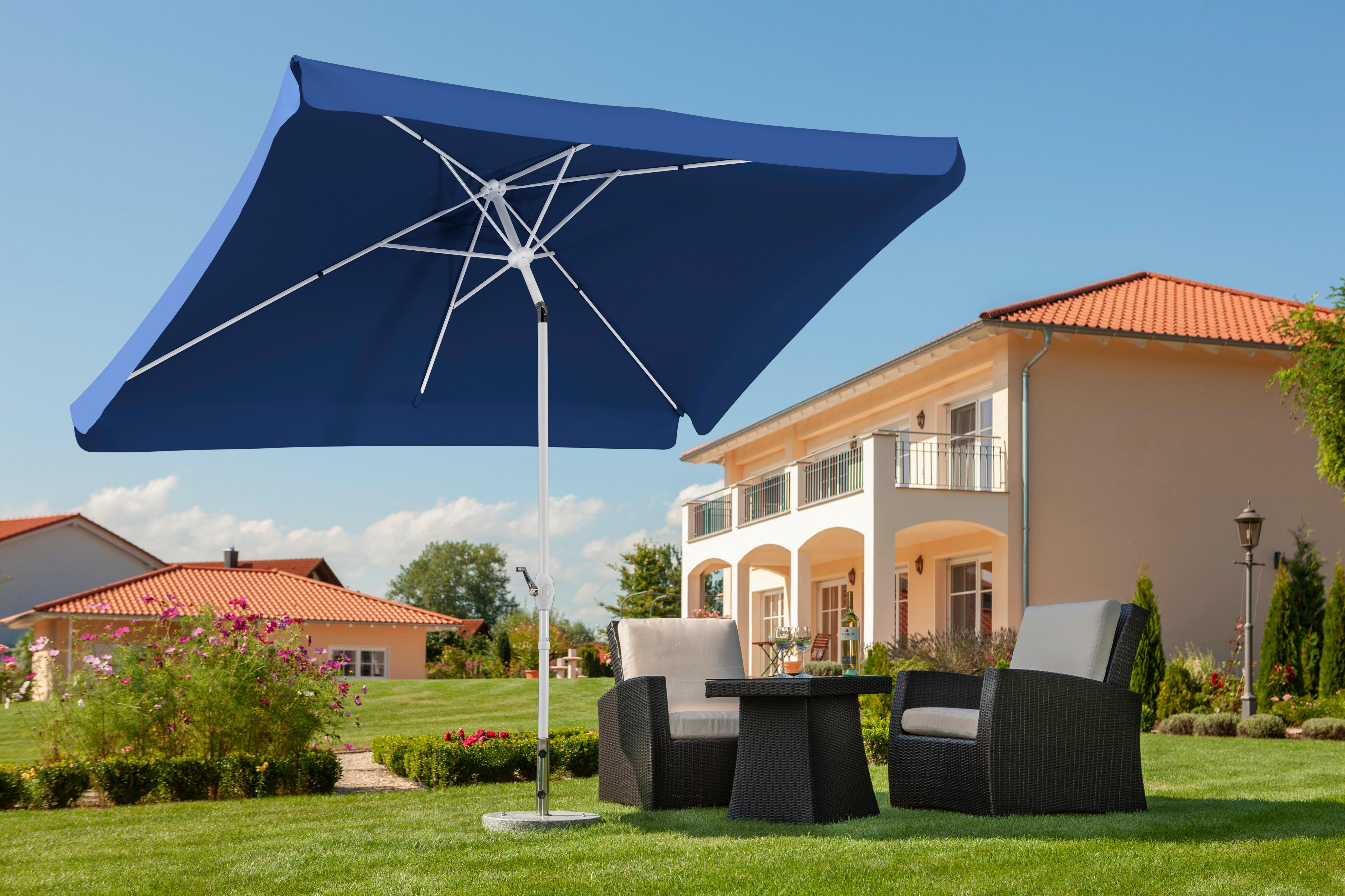 Sonnenschirm Oslo BxHxT: 200x250x300 cm Blau - Blau/Weiß, Basics, Textil/Metall (200/250/300cm) - Schneider