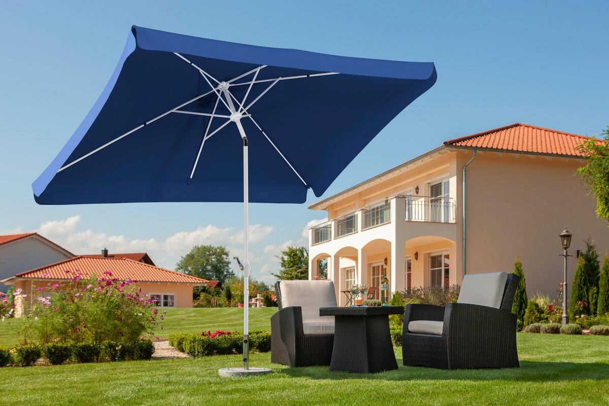Sonnenschirm Oslo BxHxT: 200x250x300 cm Blau - Blau/Weiß, Basics, Textil/Metall (200/250/300cm) - Schneider