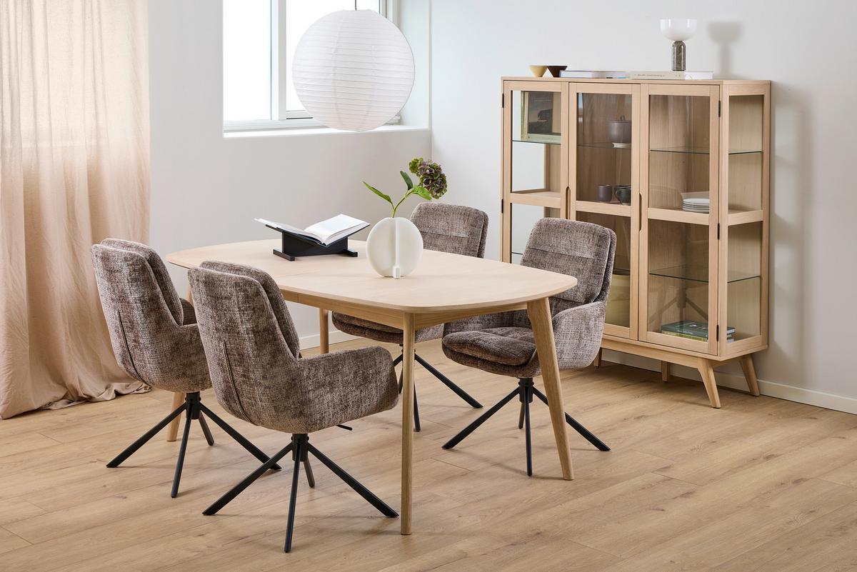 VITRÍNA MARTE - číra/farba duba, Design, kompozitné drevo/sklo (140/148/40cm) - MID.YOU