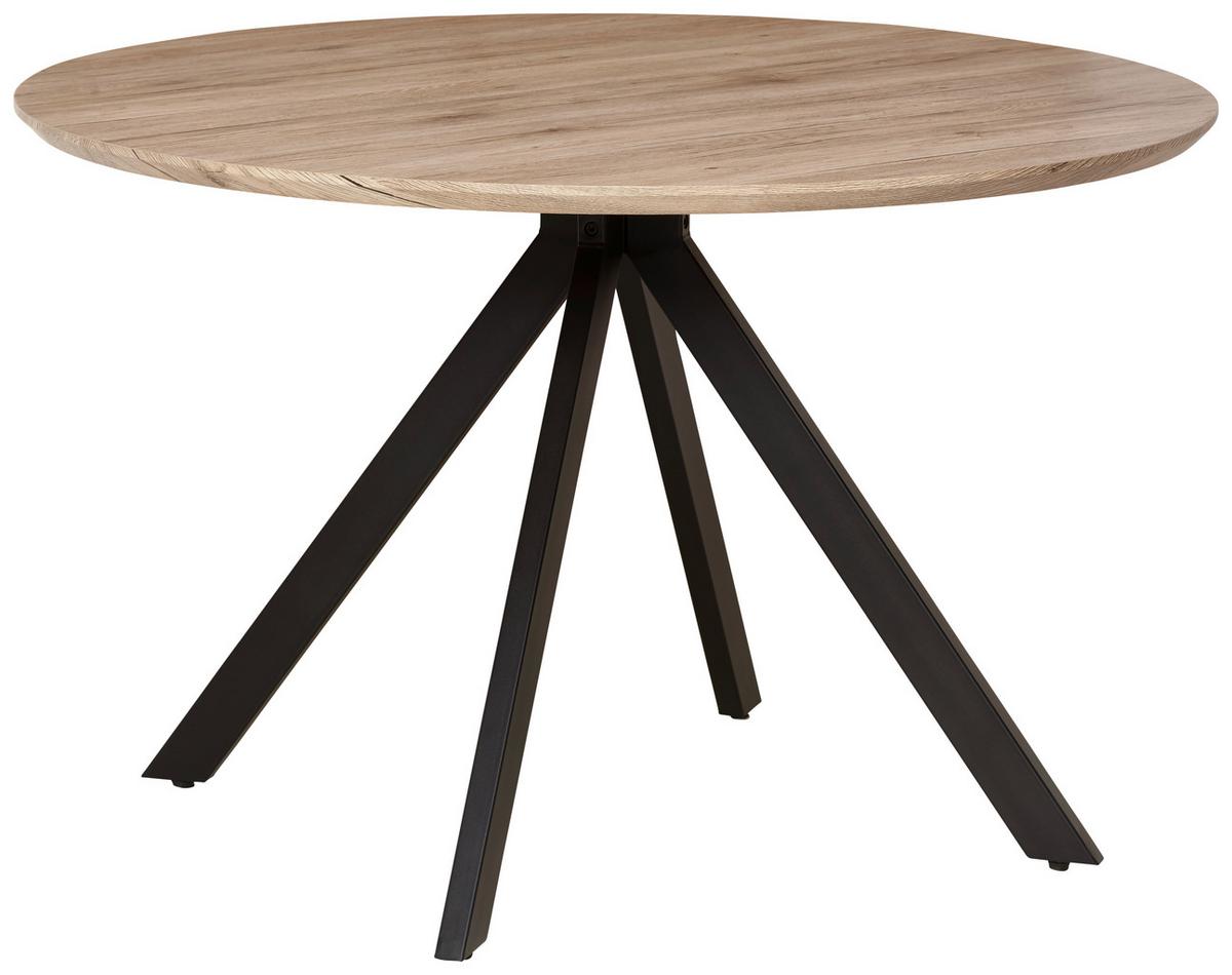 Esstisch Leeds - Schwarz/Naturfarben, LIFESTYLE, Holzwerkstoff/Metall (120/76/120cm) - Livetastic