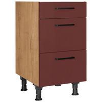 Schubkastenunterschrank Easytouch - Eichefarben/Rot, MODERN, Holzwerkstoff (45/87/56cm) - Nobilia