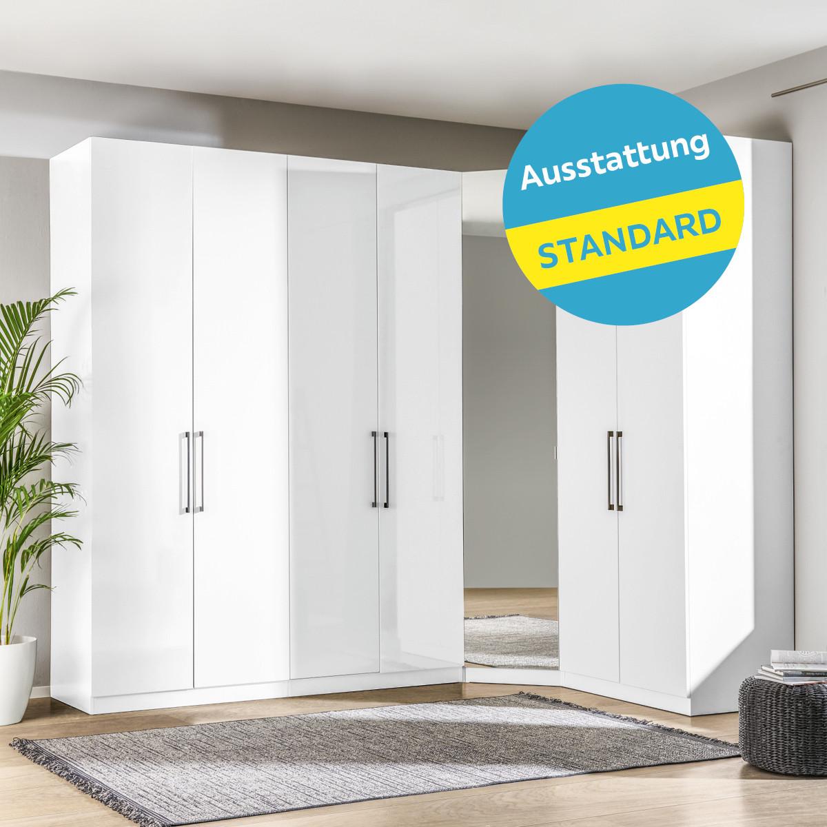 Eckschrank Mit Spiegel 273,3x182,2 cm Unit Weiß - Weiß, MODERN, Holzwerkstoff (273,3/242,2/182,2cm) - Ondega