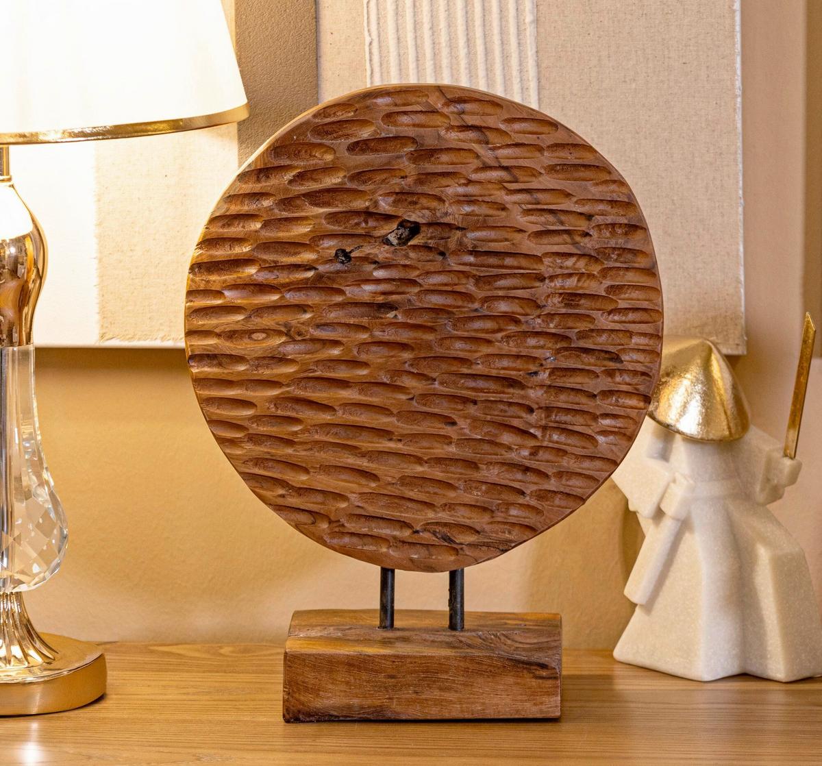 Skulptur Coin Teak, Braun B: 30 cm - Braun, Basics, Holz (30/40/15.5cm)