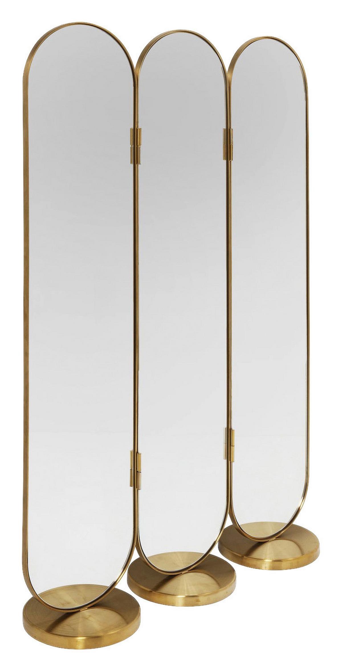 Paravent Curve / Swing -Trend- - Goldfarben, Trend, Glas/Metall (106/166/31cm) - Kare-Design