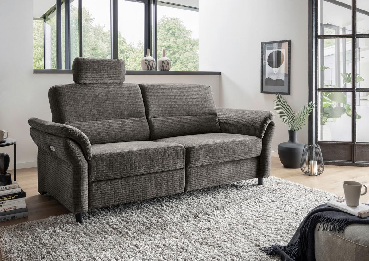 3-Sitzer-Sofa Cavoli, Graubraun L B: 192 cm - Graubraun/Schwarz, MODERN, Textil (192/90/89cm) - Livetastic