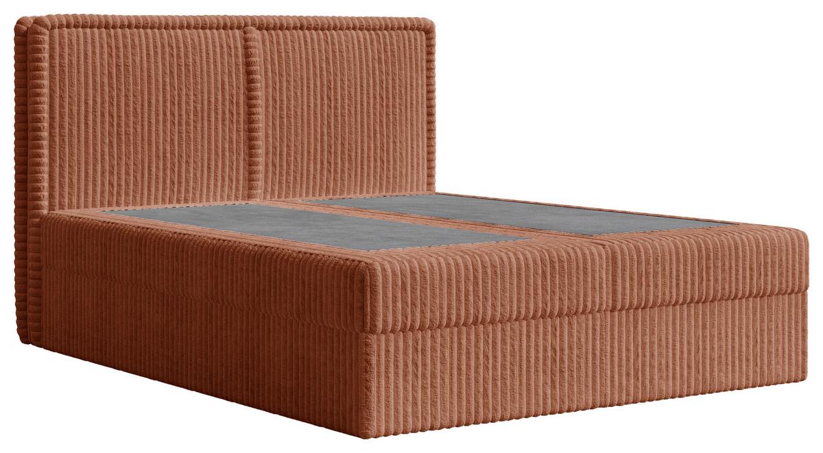 Boxbett Barcelona mit Topper 180x200 - Terracotta/Schwarz, MODERN, Holz/Kunststoff (180/200cm) - Livetastic