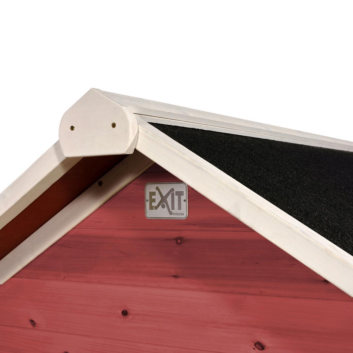 Spielhaus Holz + Wasserfestes Dach Rot Exit Loft 100 - Rot, KONVENTIONELL, Holz (149/135/159cm) - EXIT Toys