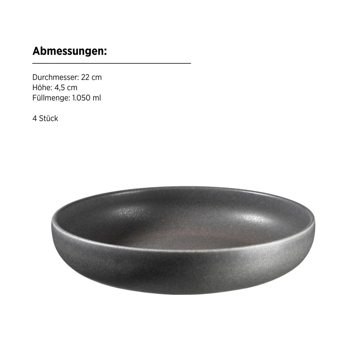 Schüsselset Unico Anthrazit 4-Teilig - Anthrazit, Basics, Keramik - Mäser