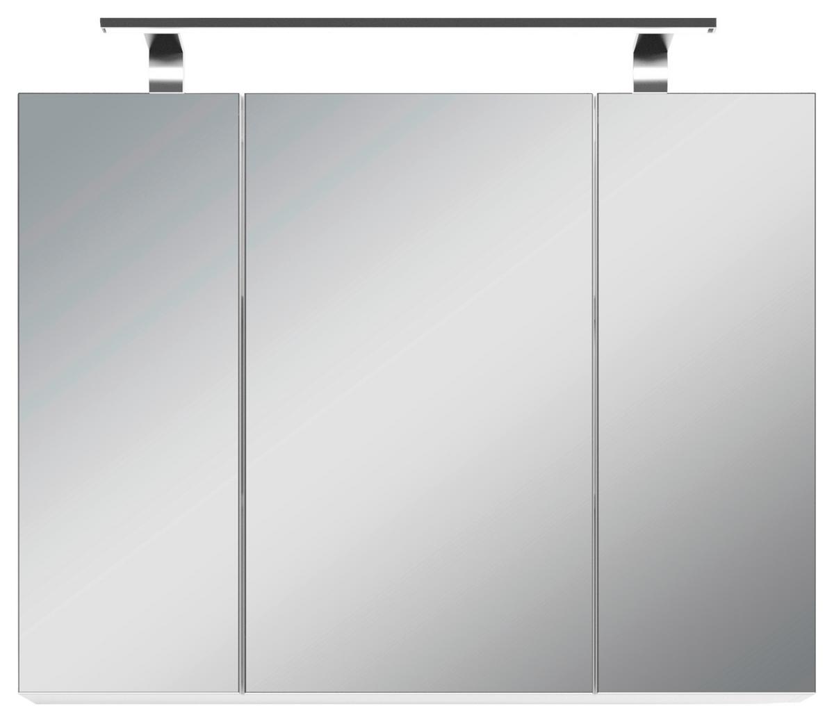 Spiegelschrank Spree Mit Led 3-Türig Bht 80x60x20 Cm Weiß - Weiß, MODERN, Glas/Holzwerkstoff (80/60/20cm) - MID.YOU