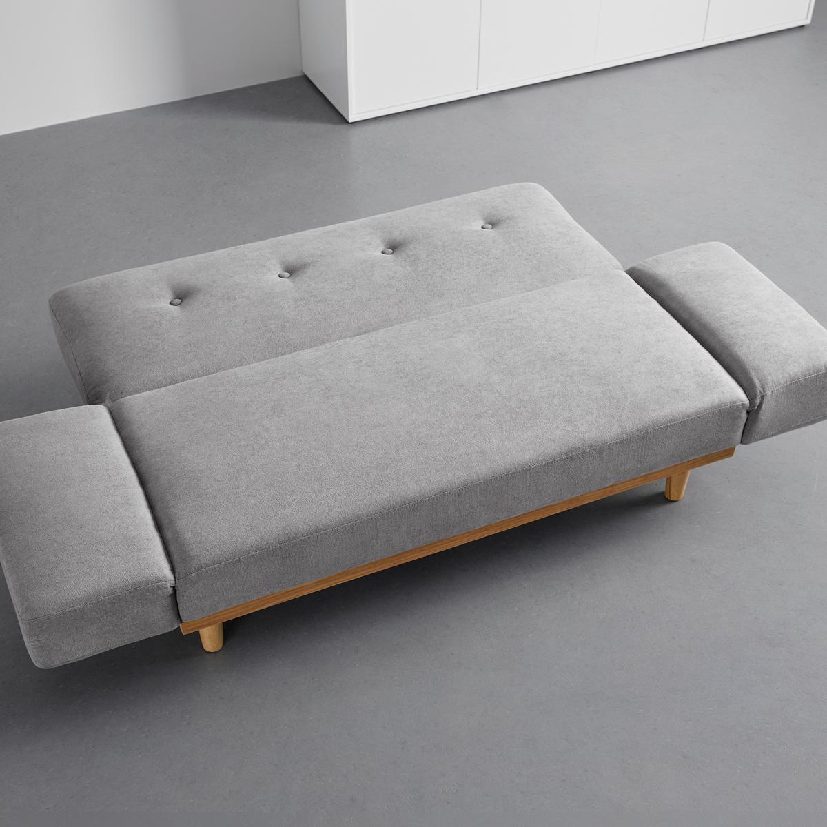 Rozkládací pohovka FELICIA, světle šedá - světle šedá/přírodní barvy, Moderní, dřevo/textil (169/71/79cm) - Bessagi Home