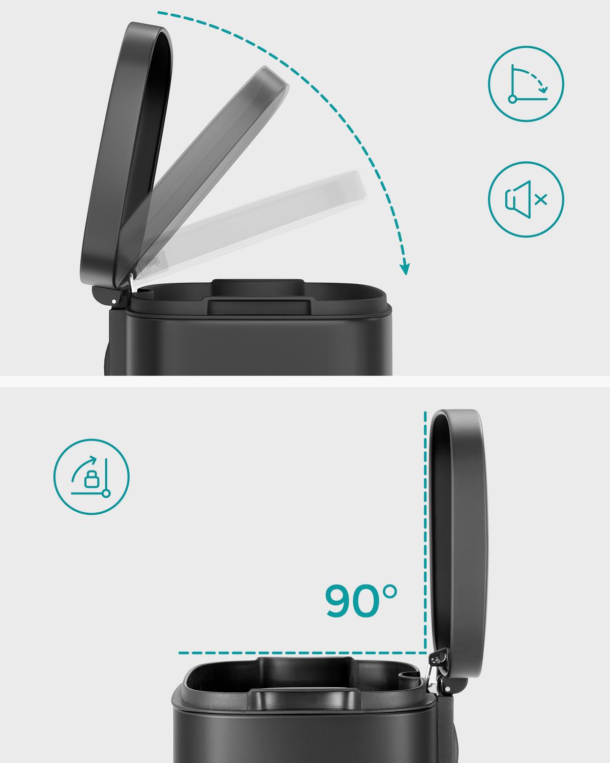 Abfallsammler Schwarz B: 34,8cm - Schwarz, Basics, Kunststoff/Metall (34,8/63,3/29,7cm)