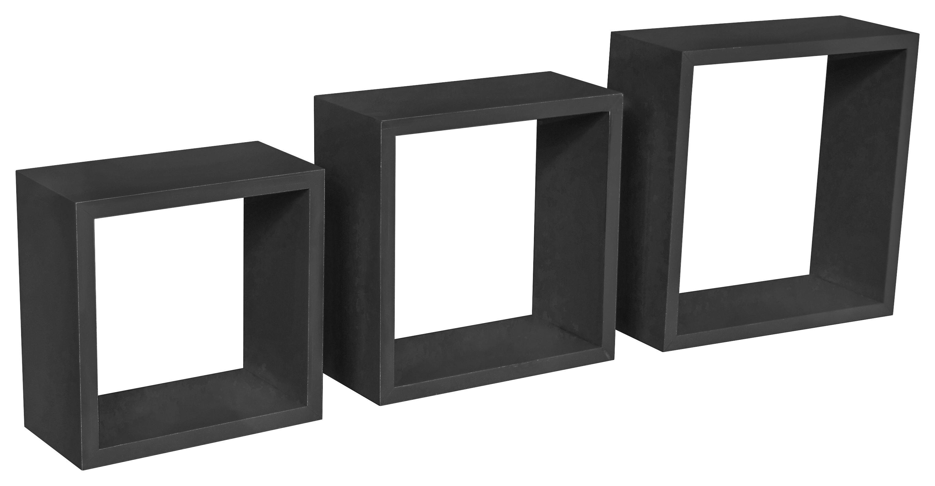 Wandregale Simple B: 30 cm Schwarz 3-teilig - Schwarz, MODERN, Holzwerkstoff/Kunststoff (30-27-24/30-27-24/12cm)