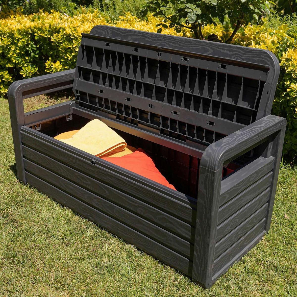 Gartenbank Kunststoff Foreverspring 2-Sitzer - Anthrazit, Basics, Kunststoff (132,5/89/58cm)